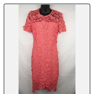 Shoshanna coral lace dress